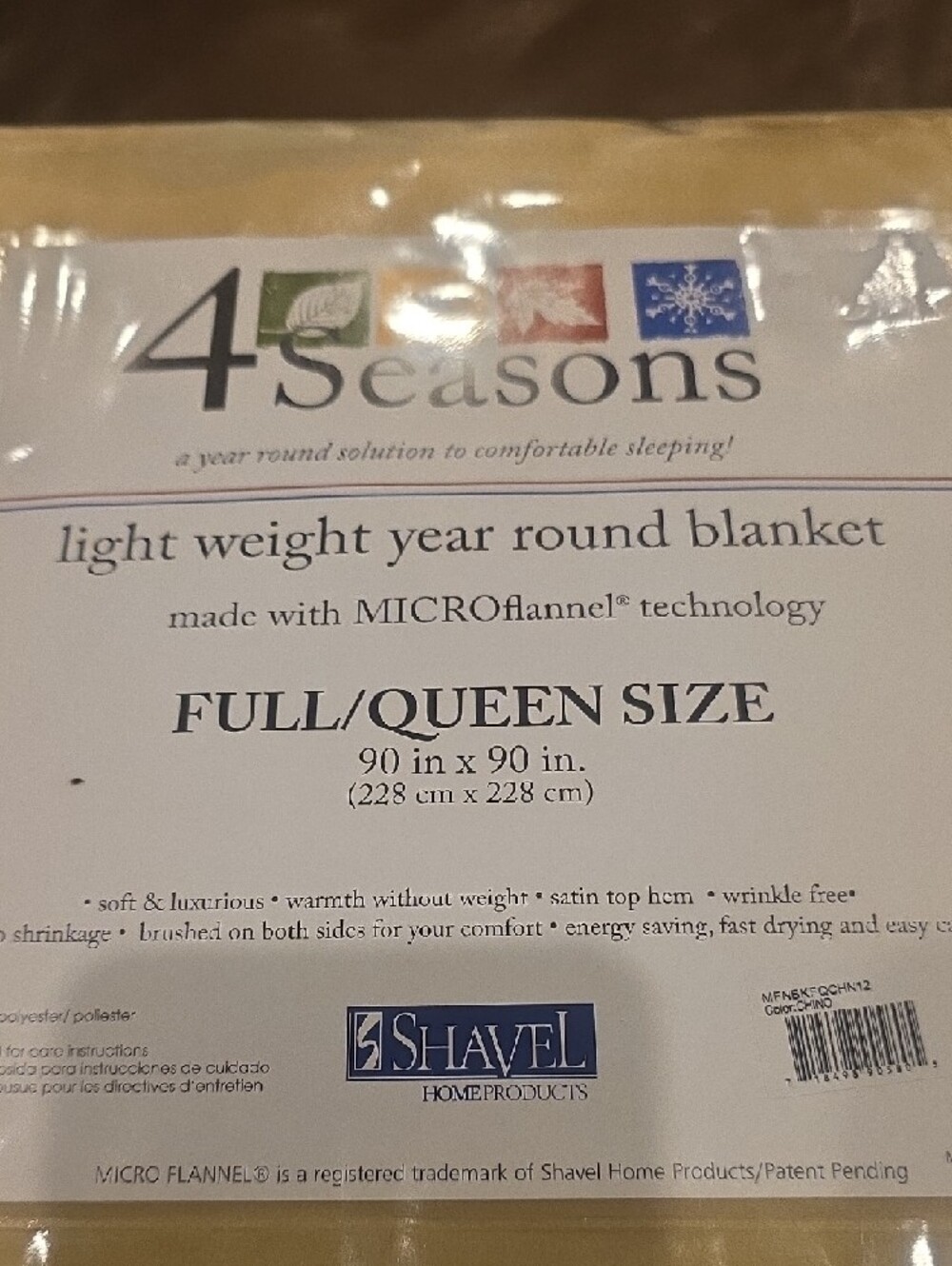 Shavel 4 Seasons Full/Queen Lightweight Blanket - Tan/Chico  NEW - Picture 3 of 4